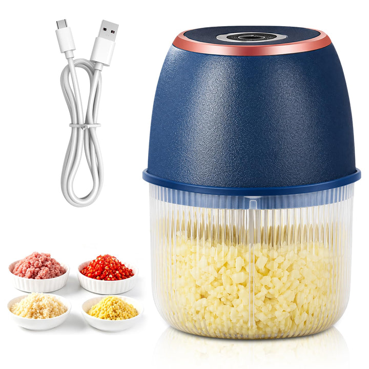 Zwiebel Zerkleinerer Elektrisch 350 ml, Multizerkleinerer Mini Zerkleinerer Blau, Blau