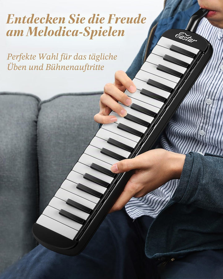 Eastar Melodica mit 37 Tasten, Blasinstrument mit Mundstück, Blas-Piano-Keyboard, inklusive Tragetas