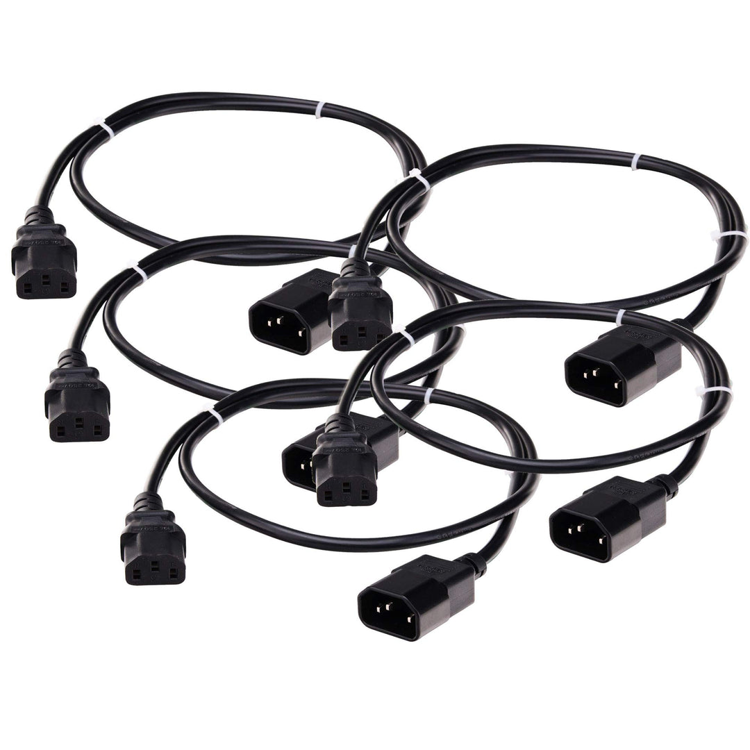 5X Pronomic IECIEC-0,5 Netzkabel Verlängerung 0,5m (Kaltgeräte Stecker auf Kaltgeräte Buchse, sehr f