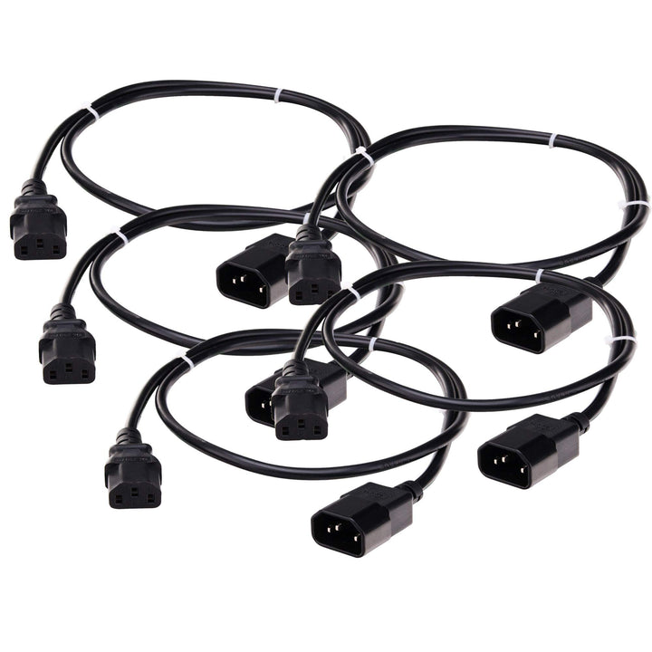 5X Pronomic IECIEC-0,5 Netzkabel Verlängerung 0,5m (Kaltgeräte Stecker auf Kaltgeräte Buchse, sehr f