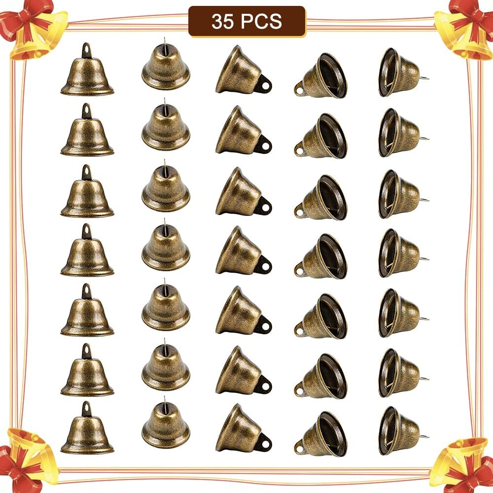CODIRATO 35 Stück Vintage Kleine Glocke Bronze Mini Glocke Messing Glocke zum Basteln Metall Glöckch