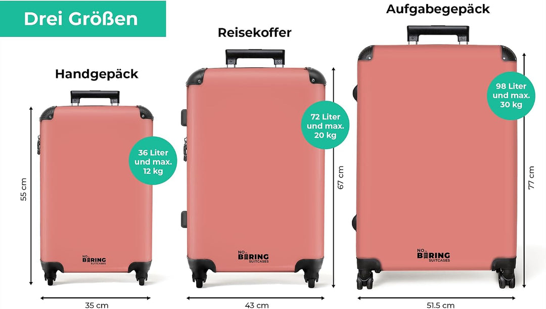 NoBoringSuitcases.com® Koffer XL Gross 77x51.5x28 cm Reisekoffer mit 4 Rollen Leicht Trolley Hartsch