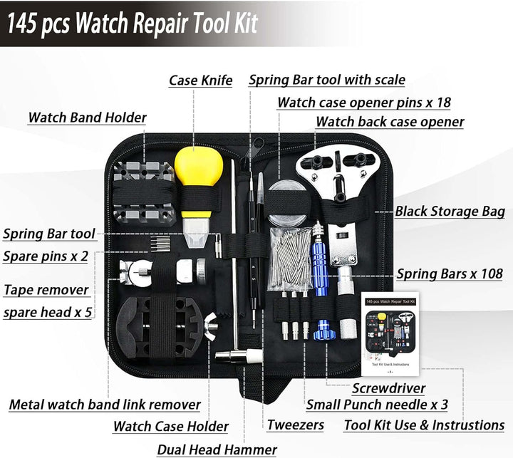 Uhren Reparatur Set, GLDCAPA Professionelles Uhrenbatterie Ersatz Set, Uhrenreparaturwerkzeuge mit T