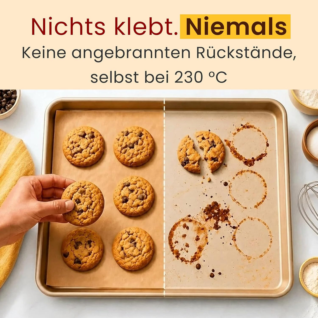 Ungewachstes Backpapier Rolle – 38cm x 64m Butterbrotpapier mit Schneidemesser, Pergamentpapier Roll