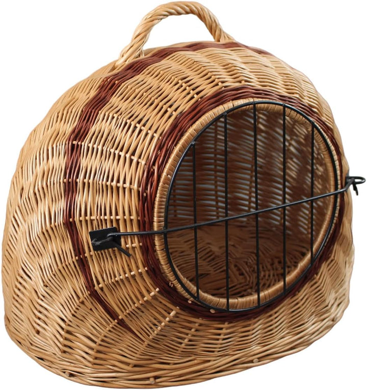 Weidenkorb Korbhöhle mit Gitter und Tragegriff/Transportkorb/Transporthöhle / 50x40x45 cm, Natürlich
