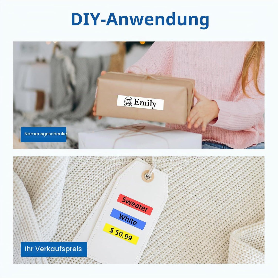 6er Pack Etikettenband Kompatibel mit DYMO Letratag Etikettenband Plastik 12mm x 4m Kompatibel mit L