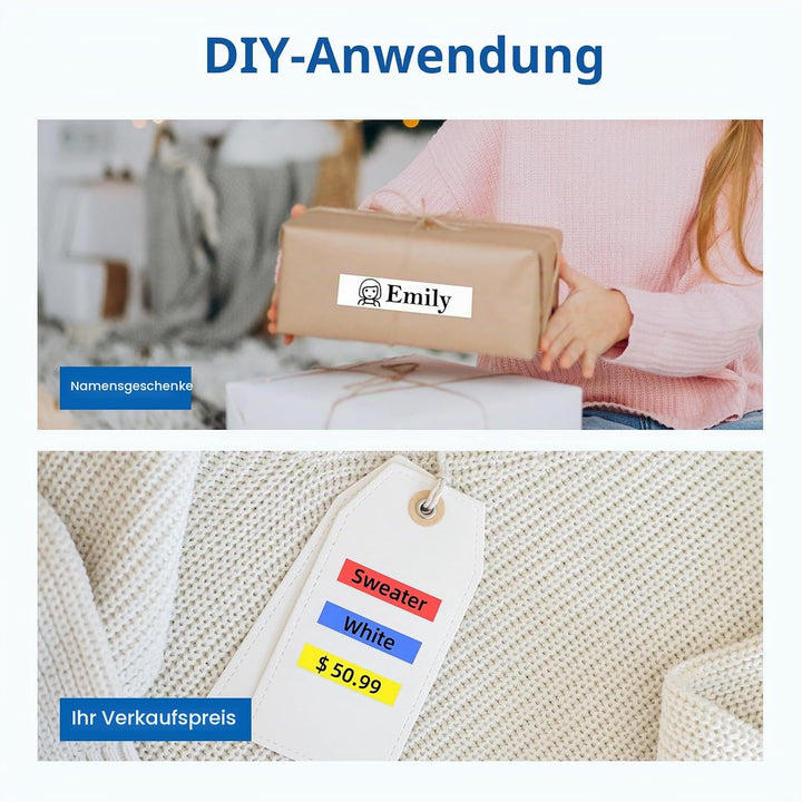6er Pack Etikettenband Kompatibel mit DYMO Letratag Etikettenband Plastik 12mm x 4m Kompatibel mit L