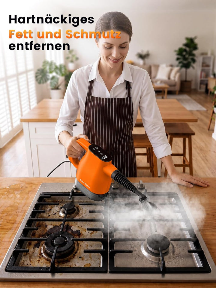 Handdampfreiniger mit Smart-Touchscreen, 10 Sek. Aufheizzeit, 400 ml Wassertank, 4 m Netzkabel, 2 Da