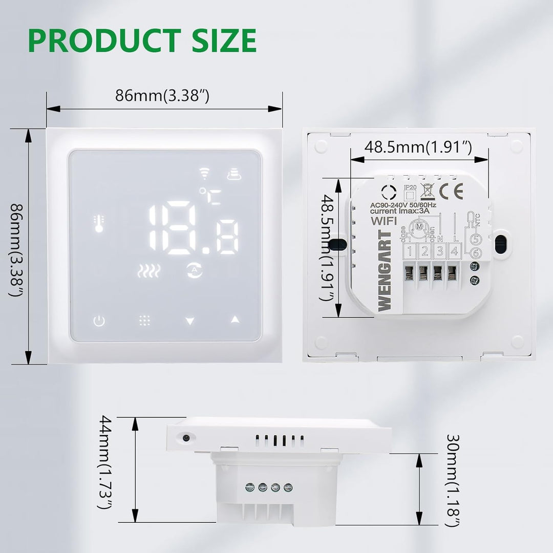 Wengart WiFi Thermostat für Wasser Fussbodenheizung WG611,max 3A Programmierbare Fussbodenheizung Th