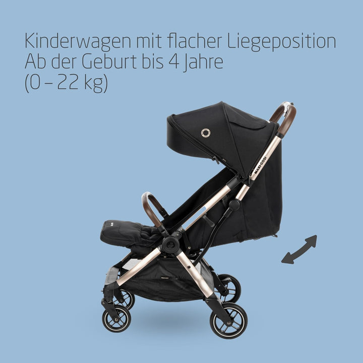 Eva3 Kinderwagen, 0–4 Jahre, 0–22 kg, Baby Kinderwagen, Leicht und kompakt, Flache Liegeposition, 3