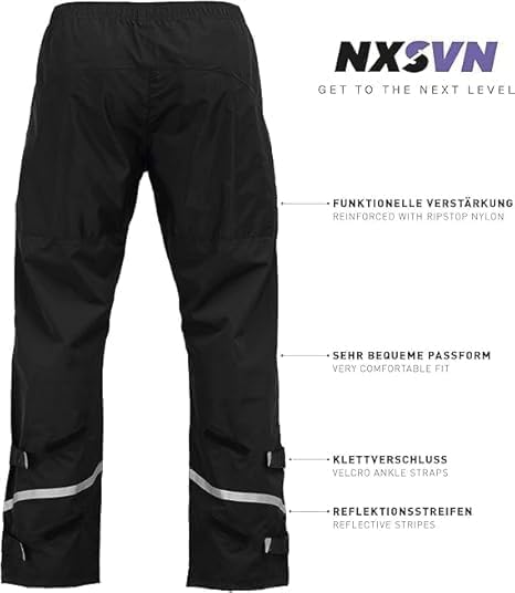 Oberle Schwarze Rubberneck NXSVN Fahrrad Regenhose mit 3M Reflektoren, Atmungsaktiv, Reflektierend G