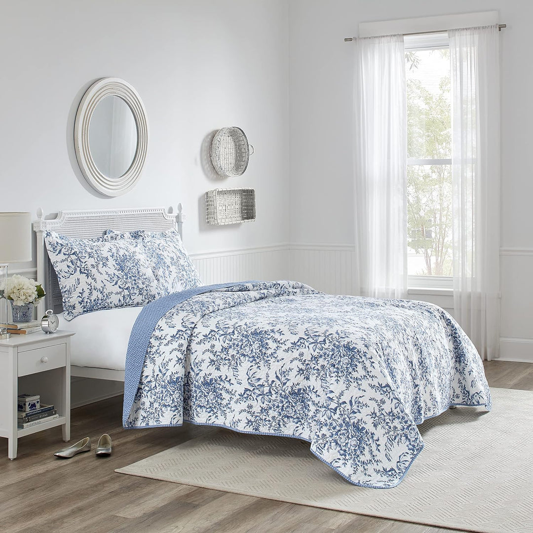 Laura Ashley Bedford Wendebettwäsche Baumwolle Twin blau, Twin