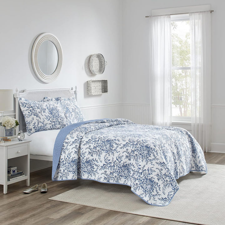 Laura Ashley Bedford Wendebettwäsche Baumwolle Twin blau, Twin