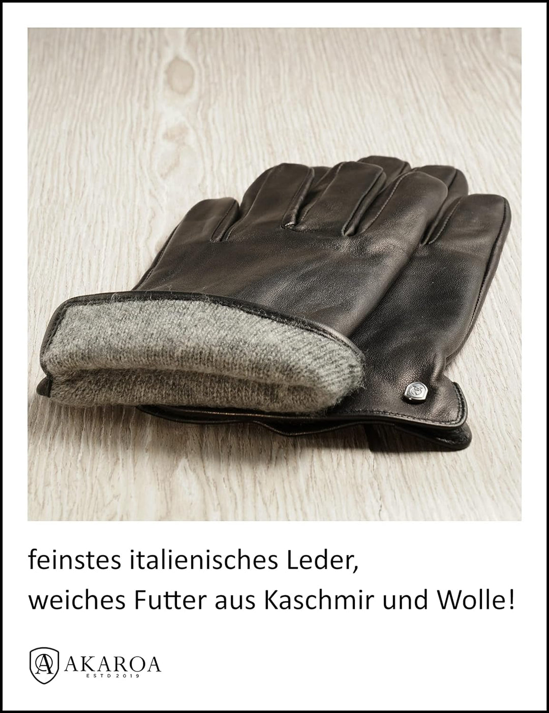 AKAROA ESTD 2019 Lederhandschuhe Herren TIM, Touchscreen Funktion, italienisches Leder, recyceltes S