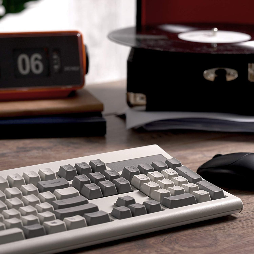 Perixx PERIBOARD-106M, USB-Kabelgebundene Tastatur in Vollformat mit ergonomischen Design, Retro/Vin