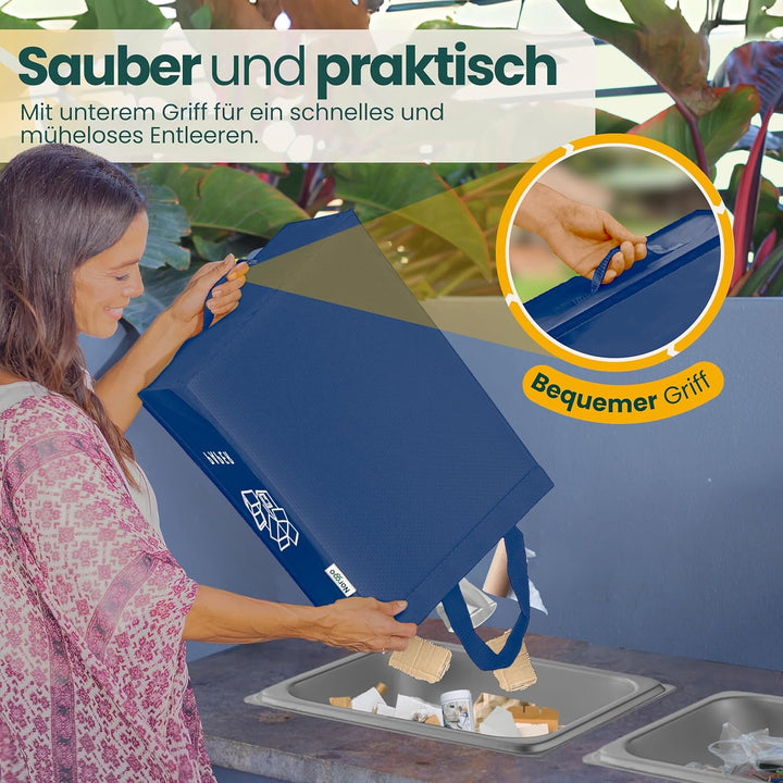 Mülltrennsystem 3fach – Set aus 3 Mülltrennsysteme für Plastik, Papier und Glas – Recycling Behälter