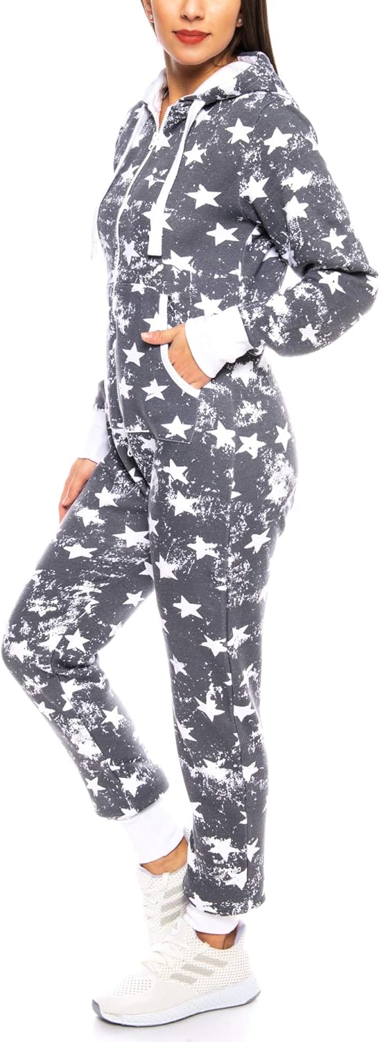 Crazy Age Jumpsuit Strampler Ganzkörperanzug Overall Sternen Kuschelig Warm XS Anthrazit, XS Anthraz