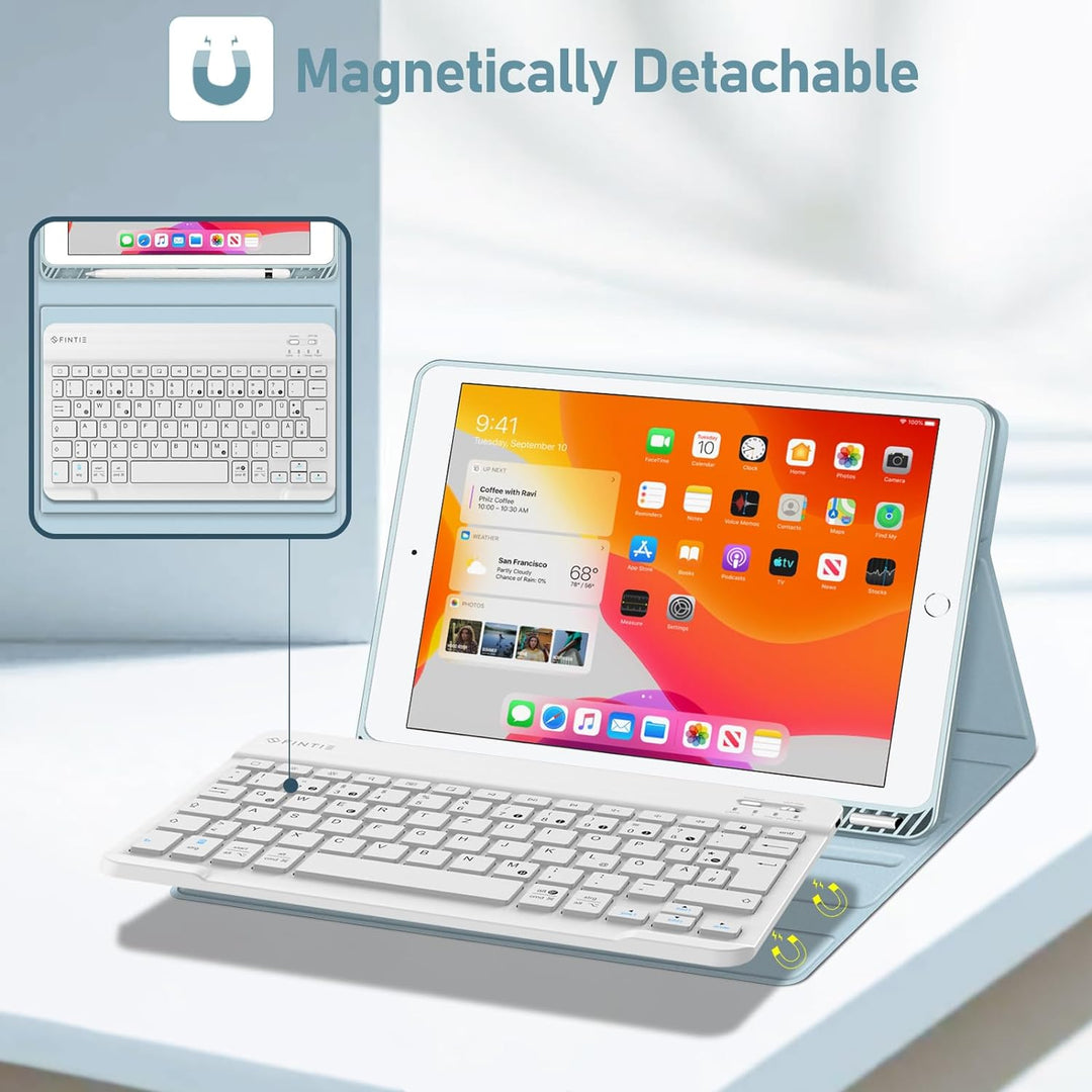 Fintie Tastatur Hülle für iPad 10.2 Zoll (9/8/ 7 Generation - 2021/2020/2019), Schutzhülle mit TPU R