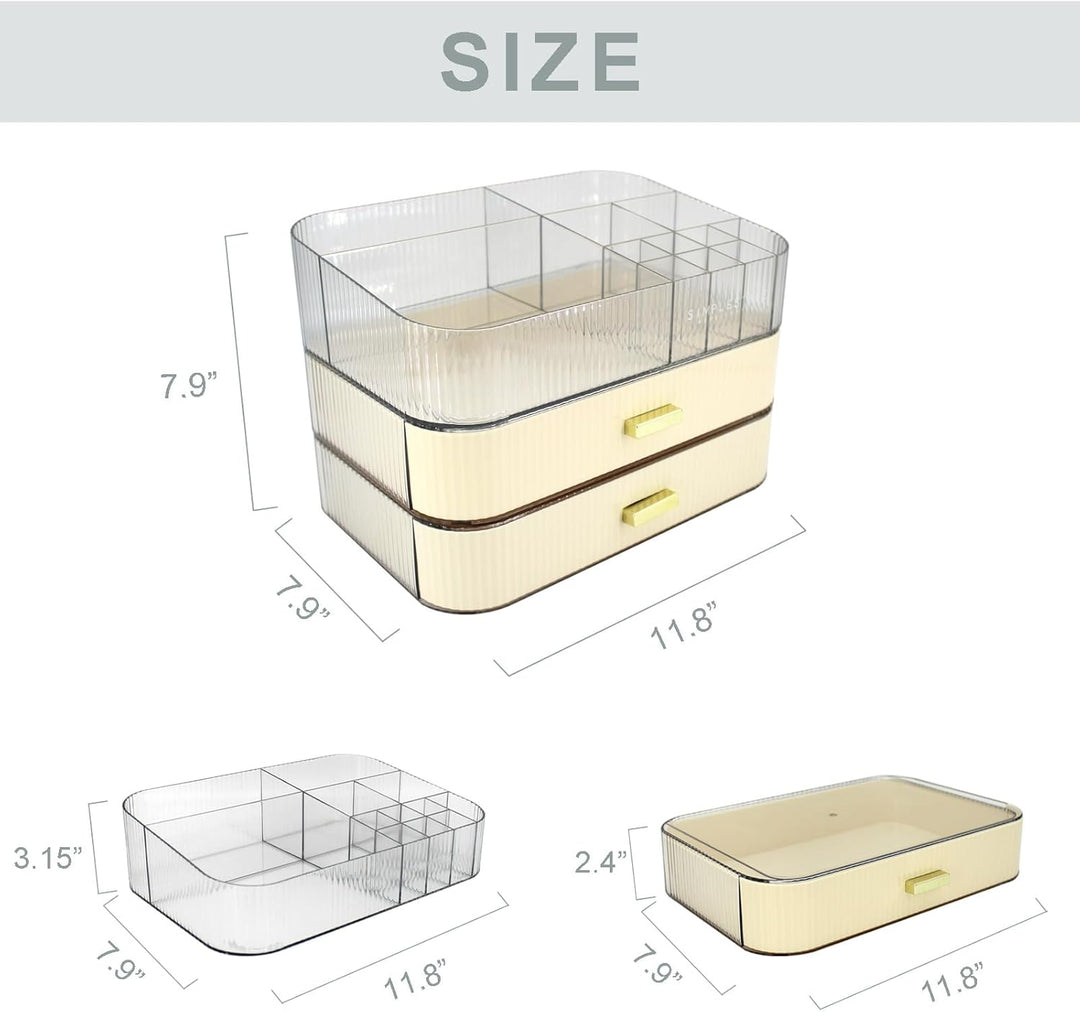 Makeup Organizer mit 2 Schubladen, Kosmetik-Organizer für Schlafzimmer und Bad Eitelkeit Arbeitsplat