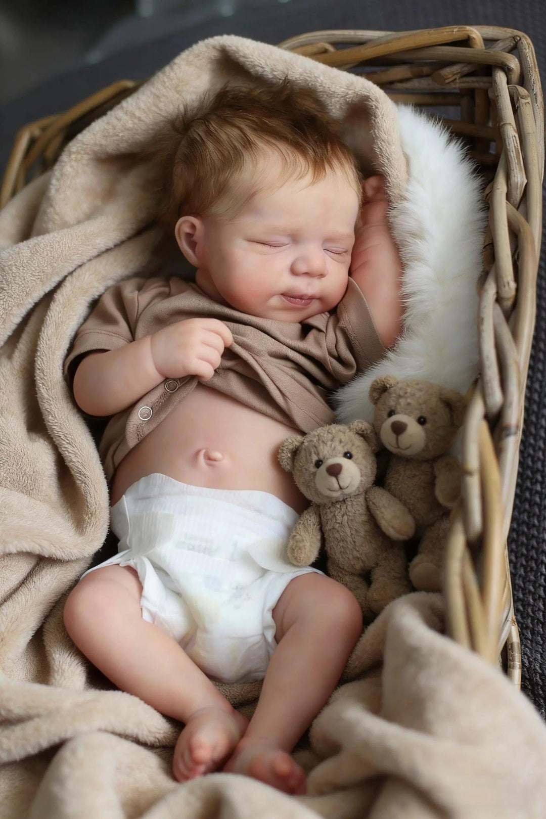 Zero pam Reborn Baby Junge, 45CM Reborn Baby Vollsilikon Lebensecht Jungen, Echt Puppe Mit Haaren, R