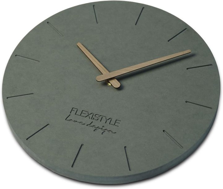 FLEXISTYLE Wanduhr ohne tickgeräusche ECO 30cm, Wohnzimmer, Schlafzimmer, in Europa hergestellt (Gra