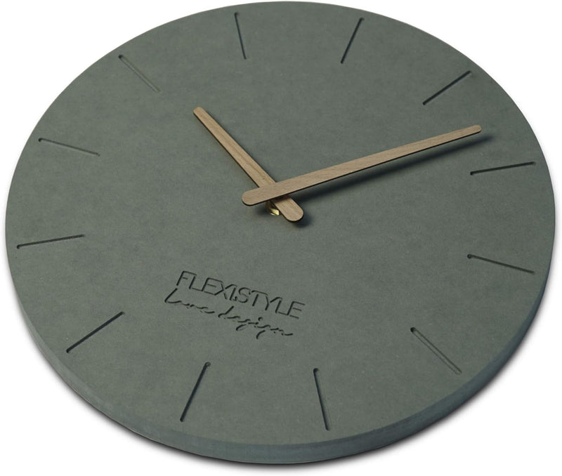 FLEXISTYLE Wanduhr ohne tickgeräusche ECO 30cm, Wohnzimmer, Schlafzimmer, in Europa hergestellt (Gra