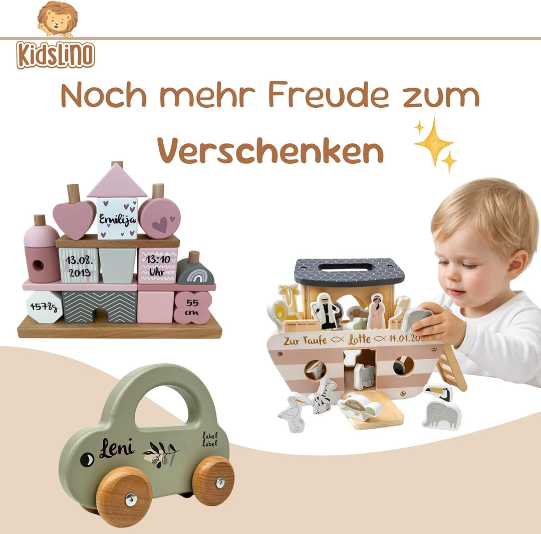 Personalisierte Holzeisenbahn Olivgrün – Personalisierte Geschenke Baby I Steckspielzeug I Geschenk