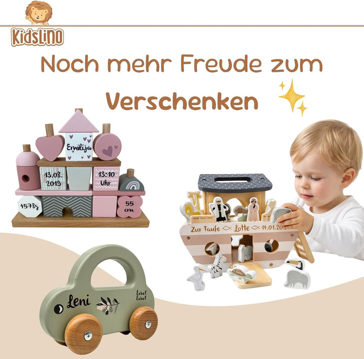 Personalisierte Holzeisenbahn Olivgrün – Personalisierte Geschenke Baby I Steckspielzeug I Geschenk