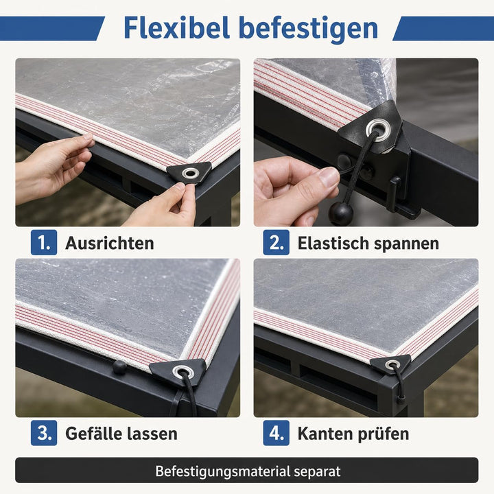 Transparente Plane mit Ösen, Wetterfeste Strapazierfähige Abdeckplane, 0.4 mm 450 g/m² PVC-Material