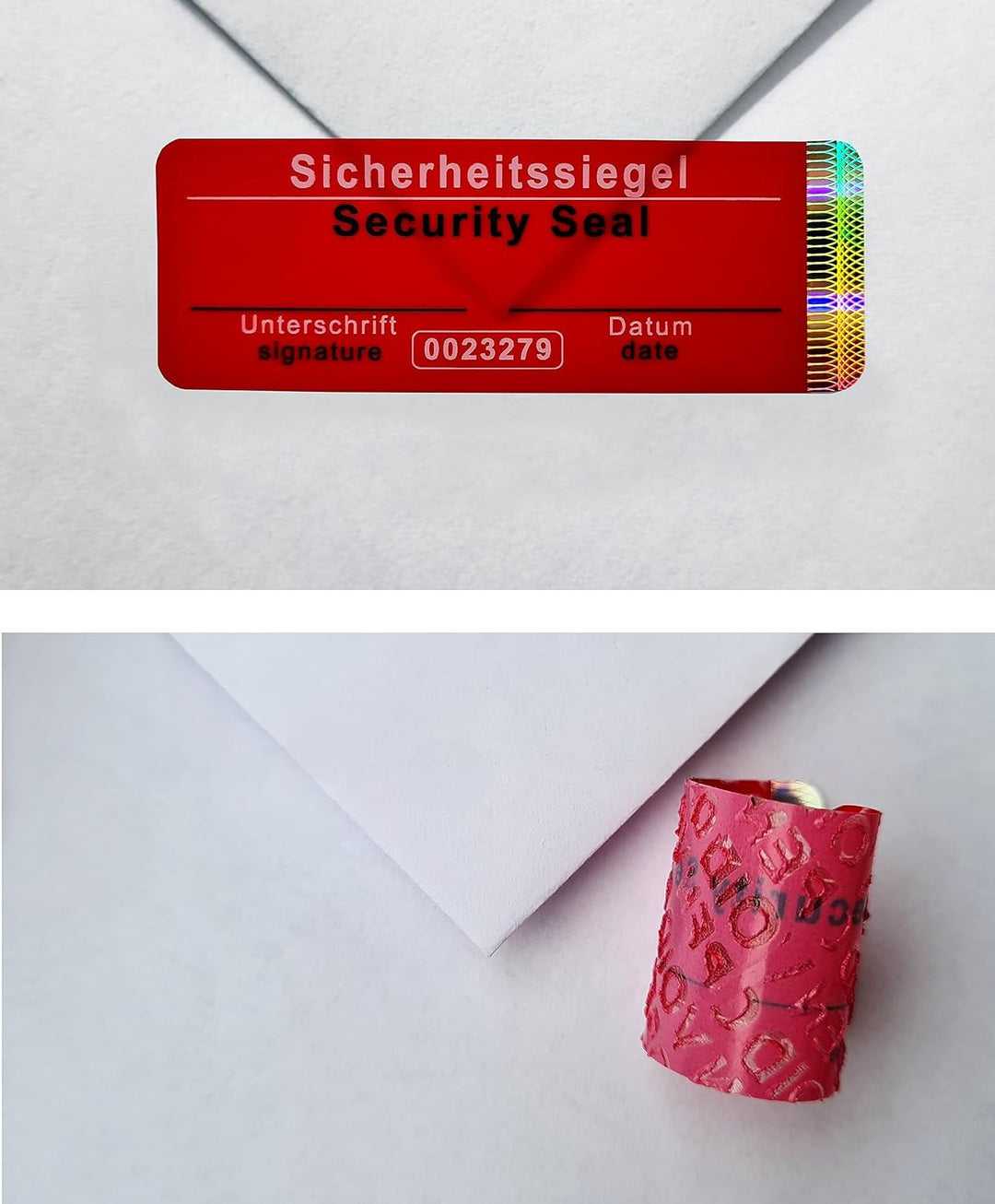 1000 Stk – Sicherheits-Siegel mit Seriennummer ohne Rückstände - 70x25mm rot, beschreibbar – Sicherh