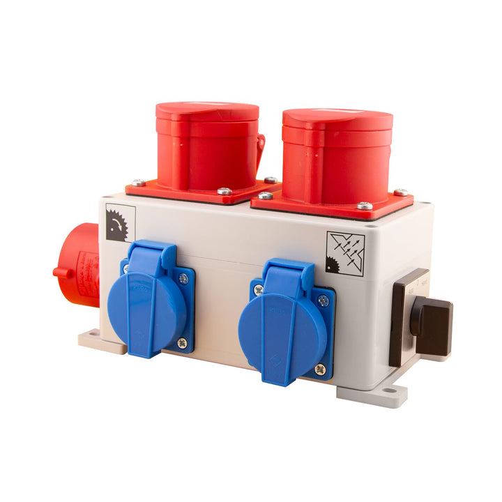 KlingerBorn Einschaltautomatik 3Ph-400V, mit CEE-Kragenstecker, Wahlschalter, einstellbare Verzugsze