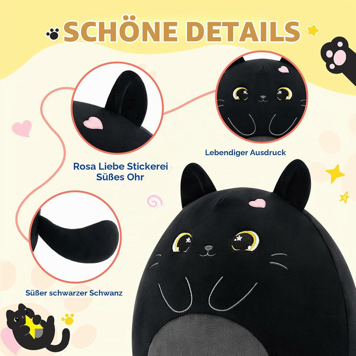 shownicer Plüschtier Katze Kuscheltier Stofftier Kawaii Katze Plüsch Kissen Spielzeug Geschenk für E