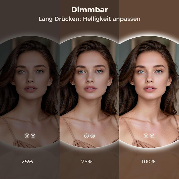 S'AFIELINA Badspiegel Rund 70cm Badezimmerspiegel mit Beleuchtung Dimmbar LED Badspiegel Rund mit To