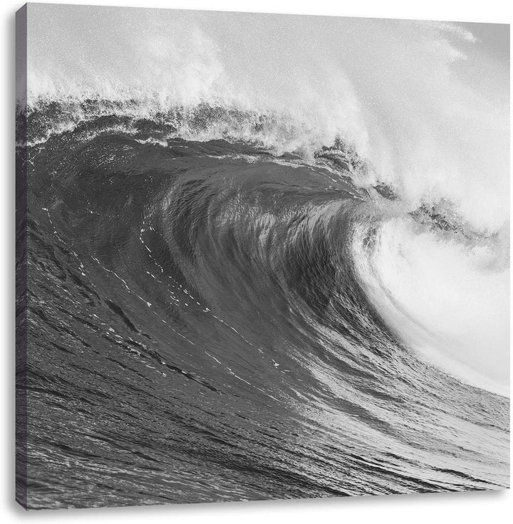 riesige Welle schwarz/weiss, Format: 70x70 auf Leinwand, XXL riesige Bilder fertig gerahmt mit Keilr