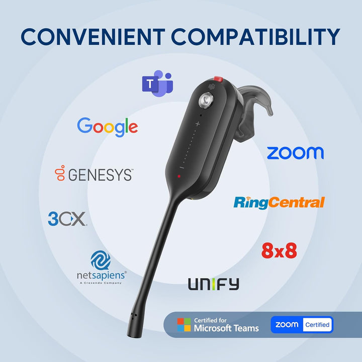 Yealink WH63 E2 DECT Kabellos mit Mikrofon, Einohr Kabelloses Headset für Computer-Telefon,2X Noise