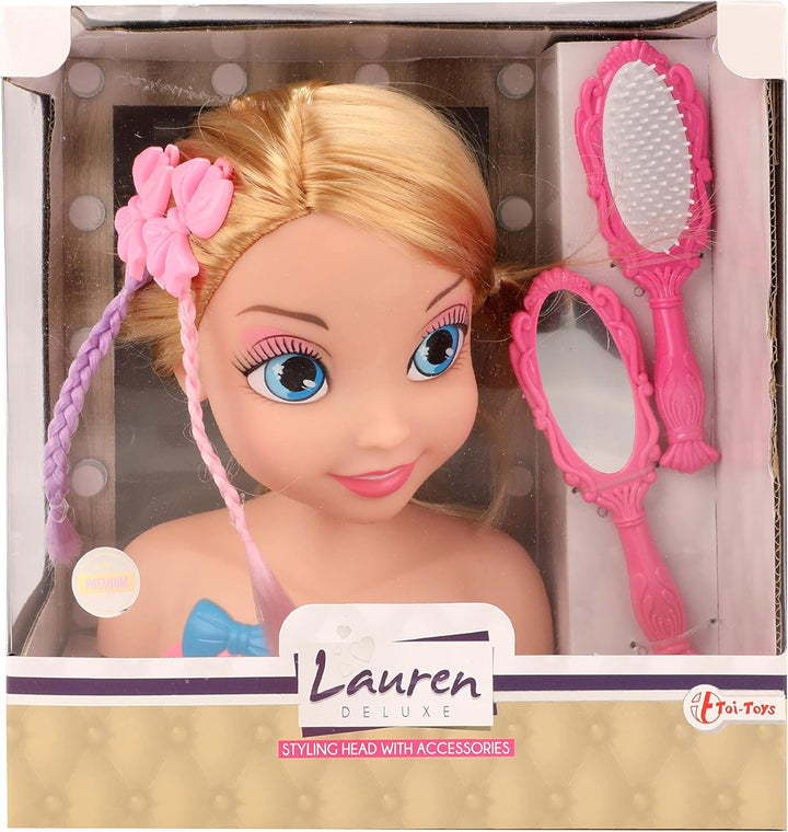 Toi-Toys Lauren Frisierkopf Kinder - Styling Head Stylingkopf mit Zubehör Trainingskopf Übungskopf z