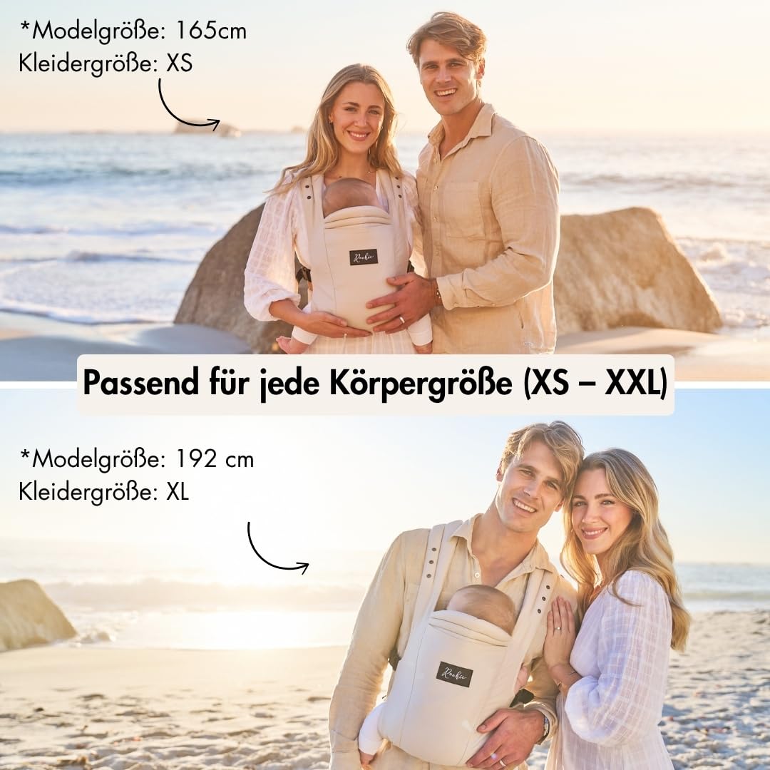 Rookie Babytrage ab Geburt - Ergonomisch, Bequem, Bio-Stoffe - Premium Elite Design - Baby Trage sch