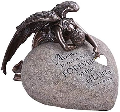 Pacific Giftware PT Weeping Winged Angel Heart Rock Polyresin Decorative Figurine Urn