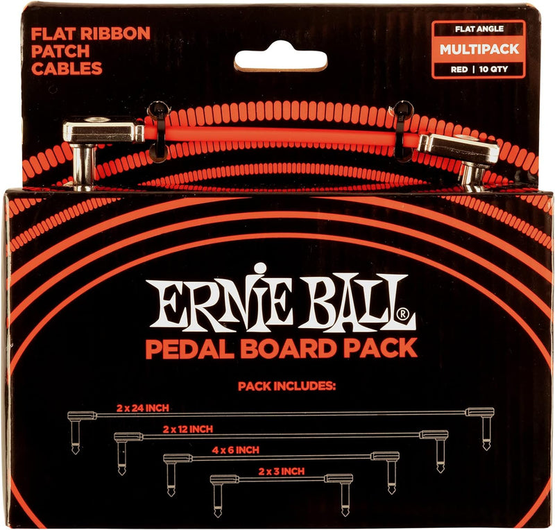 Ernie Ball Flachband-Patchkabel Pedalboard, Multi-Pack, Rot Rot Pedalboard Multipack, Rot Pedalboard