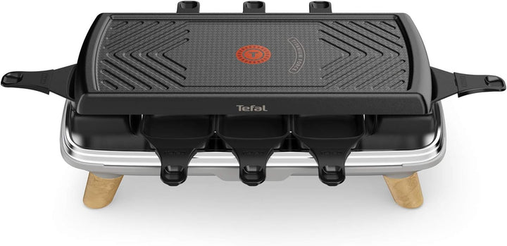 Tefal Raclette Gourmet RE610D | Raclette und Tischgrill | 8 Personen | Extra tiefe Pfännchen | Antih
