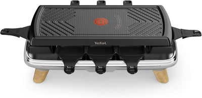 Tefal Raclette Gourmet RE610D | Raclette und Tischgrill | 8 Personen | Extra tiefe Pfännchen | Antih