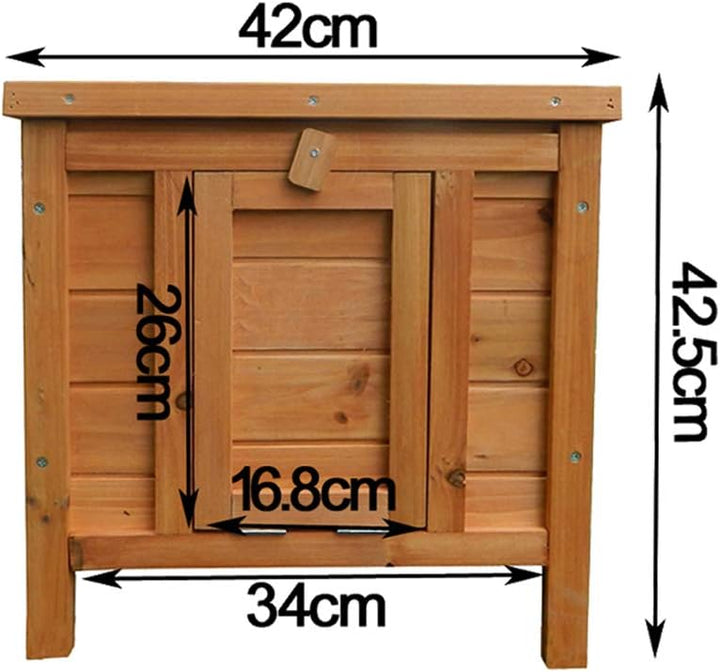 Wiltec Katzenhaus 420 x 515 x 430 mm aus Fichtenholz, Kleintierhaus Kaninchenstall mit Dach aufklapp
