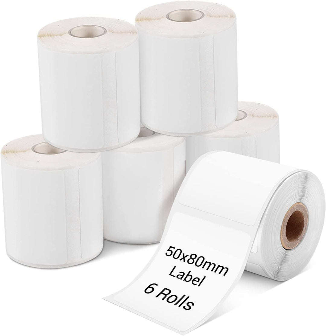 Phomemo 6 Rollen M110 Etikett, 6 Rollen M110/M110S/M120/M200/M220/M221 Thermopapier – 50 x 80 mm) Et