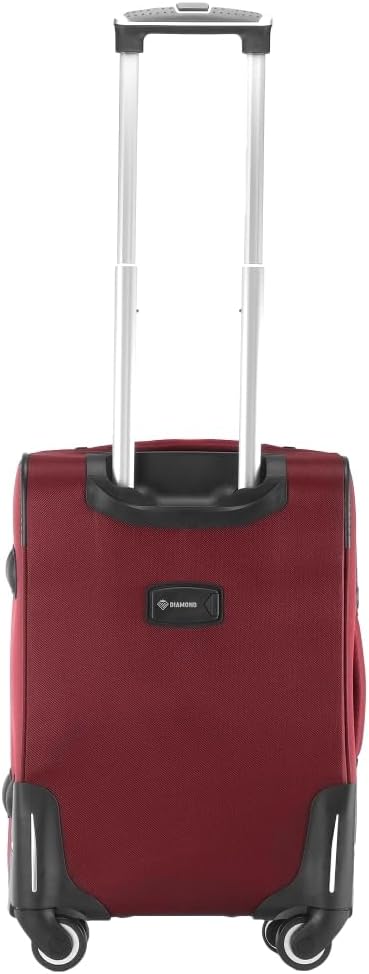 DIAMOND Weichschalen-Kabinenkoffer S 20" – Dunkelrot, Codura 1200D, 360° Rollen, Zahlenschloss, Erwe