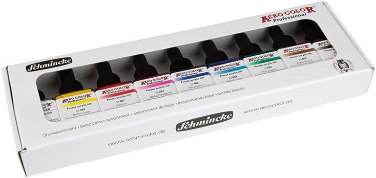 Schmincke - AERO COLOR Professional Grundfarben, 9 x 28 ml, 81 108 097, feinst-flüssige und höchst l