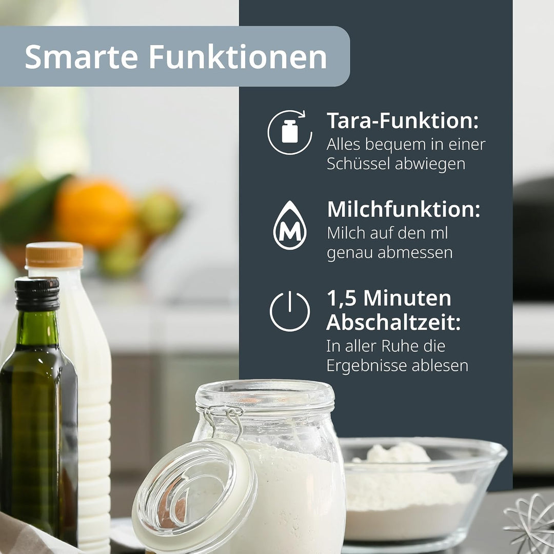 ADE Digitale Küchenwaage | präzise Grammwaage bis 5 kg | grosses Display | inkl. AAA Batterien | seh