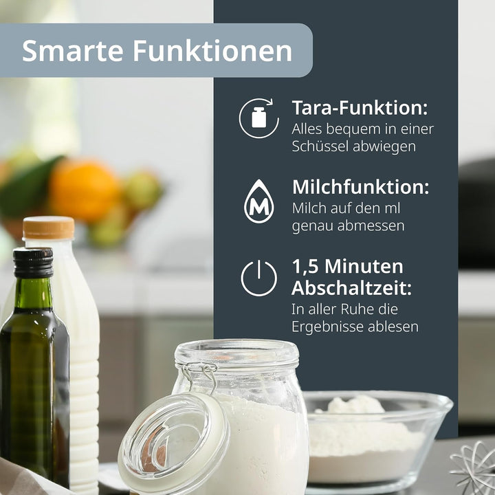 ADE Digitale Küchenwaage | präzise Grammwaage bis 5 kg | grosses Display | inkl. AAA Batterien | seh