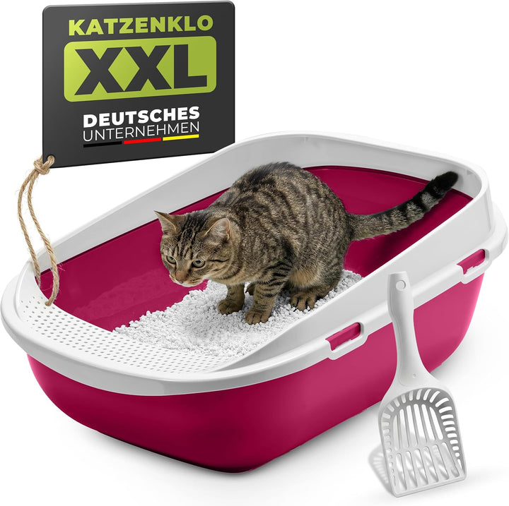XXL Jumbo Katzentoilette Schale 65 cm pink inkl. Schaufel, pink