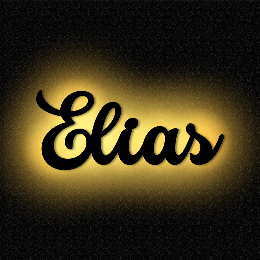Namenslampe Holz Name Elias Schriftzug I Wandlampe Geschenk Kinder & Erwachsene Wohnzimmer Kinderzim