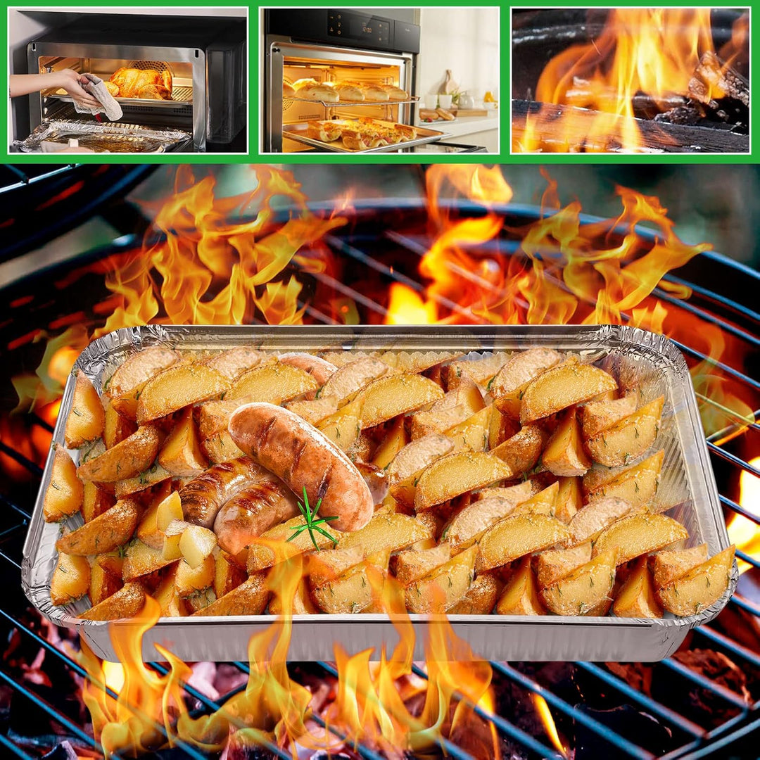 SENENQU 30 Stück Grill Aluschalen Gross 2200ML, Grillschalen Aluminium 31,5 x 21 x 5 CM, Einweg Alum